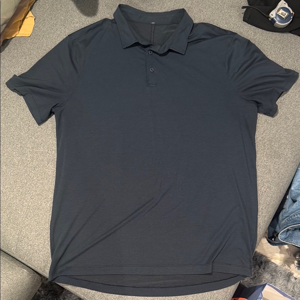 lululemon Blue Polo Shirt Athletic Moisture-Wicking